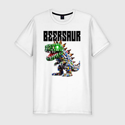 Футболка slim-fit Beersaur - meme ai art, цвет: белый