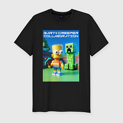 Футболка slim-fit Bart and Creeper - collaboration ai art, цвет: черный