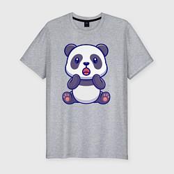 Футболка slim-fit Удивлённая панда, цвет: меланж