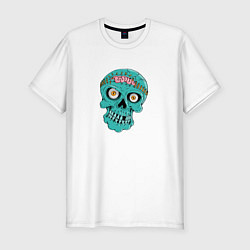 Футболка slim-fit Череп трепанация, цвет: белый