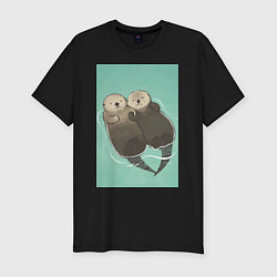 Футболка slim-fit Выдры плавают, цвет: черный