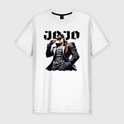 Футболка slim-fit Jotaro Kujo - jojo ai art, цвет: белый