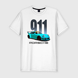 Футболка slim-fit Cпортивный автомобиль Porsche, цвет: белый