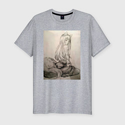 Мужская slim-футболка Мудрая волчица Холо