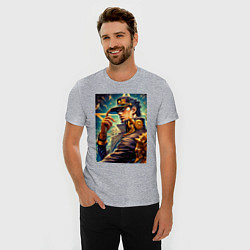 Футболка slim-fit Джотаро Куджо - fantasy ai art, цвет: меланж — фото 2