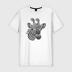 Футболка slim-fit Узорный жираф, цвет: белый