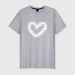 Мужская slim-футболка Белое сердце