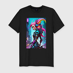 Футболка slim-fit Cyber witch - ai art fantasy, цвет: черный