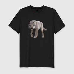 Футболка slim-fit Волк глядит, цвет: черный