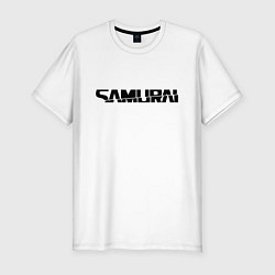 Футболка slim-fit Киберпанк - черная надпись Samurai, цвет: белый