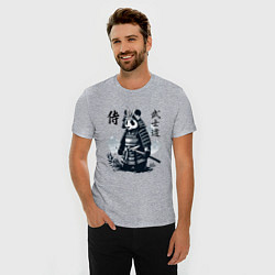 Футболка slim-fit Panda samurai - bushido ai art fantasy, цвет: меланж — фото 2