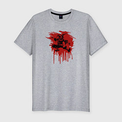 Футболка slim-fit Жуткий Шут танцует в красных брызгах, цвет: меланж