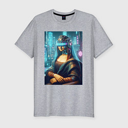 Футболка slim-fit Gioconda - cyberpunk ai art fantasy, цвет: меланж