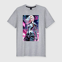 Футболка slim-fit Pretty Barbie blond - cyberpunk ai art, цвет: меланж