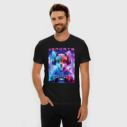 Футболка slim-fit Funny fox - e sports ai art, цвет: черный — фото 2