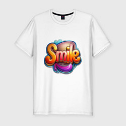 Мужская slim-футболка Текст smile