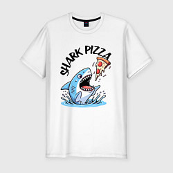 Футболка slim-fit Shark pizza - ai art fantasy, цвет: белый