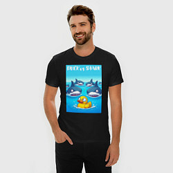 Футболка slim-fit Duck vs shark - ai art fantasy, цвет: черный — фото 2