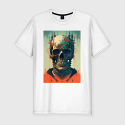 Футболка slim-fit Ai art skull - fantasy, цвет: белый