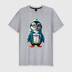 Мужская slim-футболка Мимимишный Пингвинчик