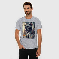Футболка slim-fit Cool dude panther from New York - ai art, цвет: меланж — фото 2
