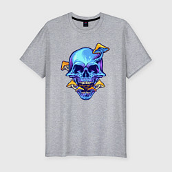Футболка slim-fit Череп с грибочками, цвет: меланж