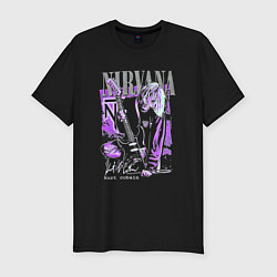 Мужская slim-футболка Нирвана Кобейн с гитарой