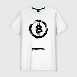 Мужская slim-футболка Биткоин - криптовалюта символ
