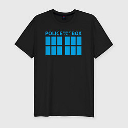 Футболка slim-fit Public call police box, цвет: черный