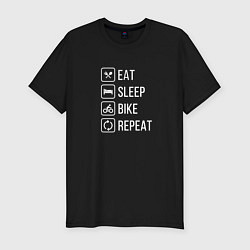 Мужская slim-футболка Eat sleep bike repeat