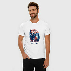 Футболка slim-fit Медведь и Россия, цвет: белый — фото 2