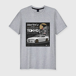 Футболка slim-fit Nissan Skyline годзила, цвет: меланж