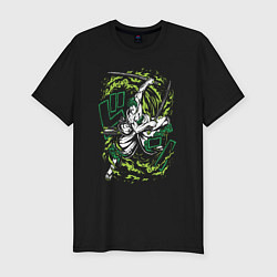 Мужская slim-футболка One piece зоро зеленый вихрь