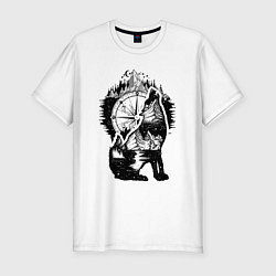 Мужская slim-футболка Славянский волк - дух природы и странствий