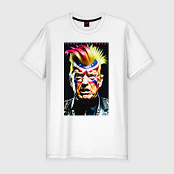 Футболка slim-fit Панк Дональд Трамп - жесть, цвет: белый