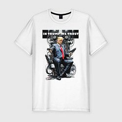 Мужская slim-футболка Trump with two pistols - cyberpunk