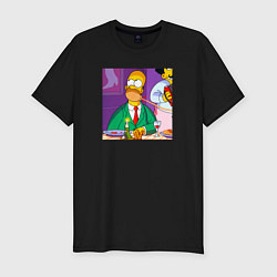 Мужская slim-футболка Гомер Симпсон спагетти болоньезе