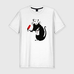 Футболка slim-fit Banksy rat, цвет: белый