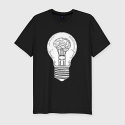 Мужская slim-футболка Мозг и лампочка