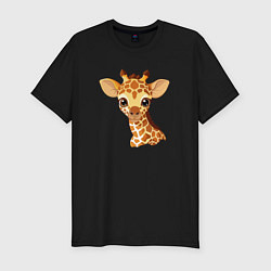 Футболка slim-fit Портрет жирафёнка, цвет: черный