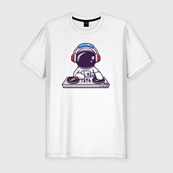 Мужская slim-футболка Космонавт диджей