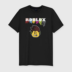 Футболка slim-fit Roblox pixel - роблокс пиксель видеоигра для детей, цвет: черный