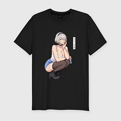 Футболка slim-fit Современная 2b - Nier automata, цвет: черный