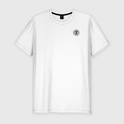 Футболка slim-fit За веру царя и святую триединую Русь хризма черная, цвет: белый