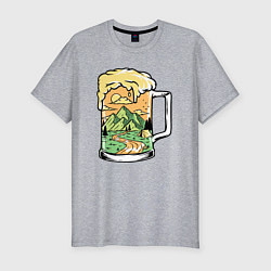 Футболка slim-fit Beer nature mountains, цвет: меланж