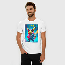 Футболка slim-fit Cyber Pikachu - ai art fantasy, цвет: белый — фото 2