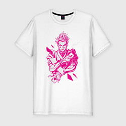 Футболка slim-fit Hunter x Hunter Хисока розовый, цвет: белый