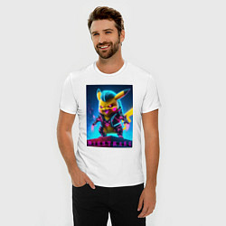 Футболка slim-fit Cyberpunk - terrible Pikachu with claws, цвет: белый — фото 2