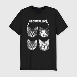 Футболка slim-fit Мяуталлика коты, цвет: черный
