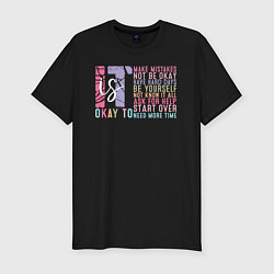 Футболка slim-fit Мотивационные фразы на английском, цвет: черный